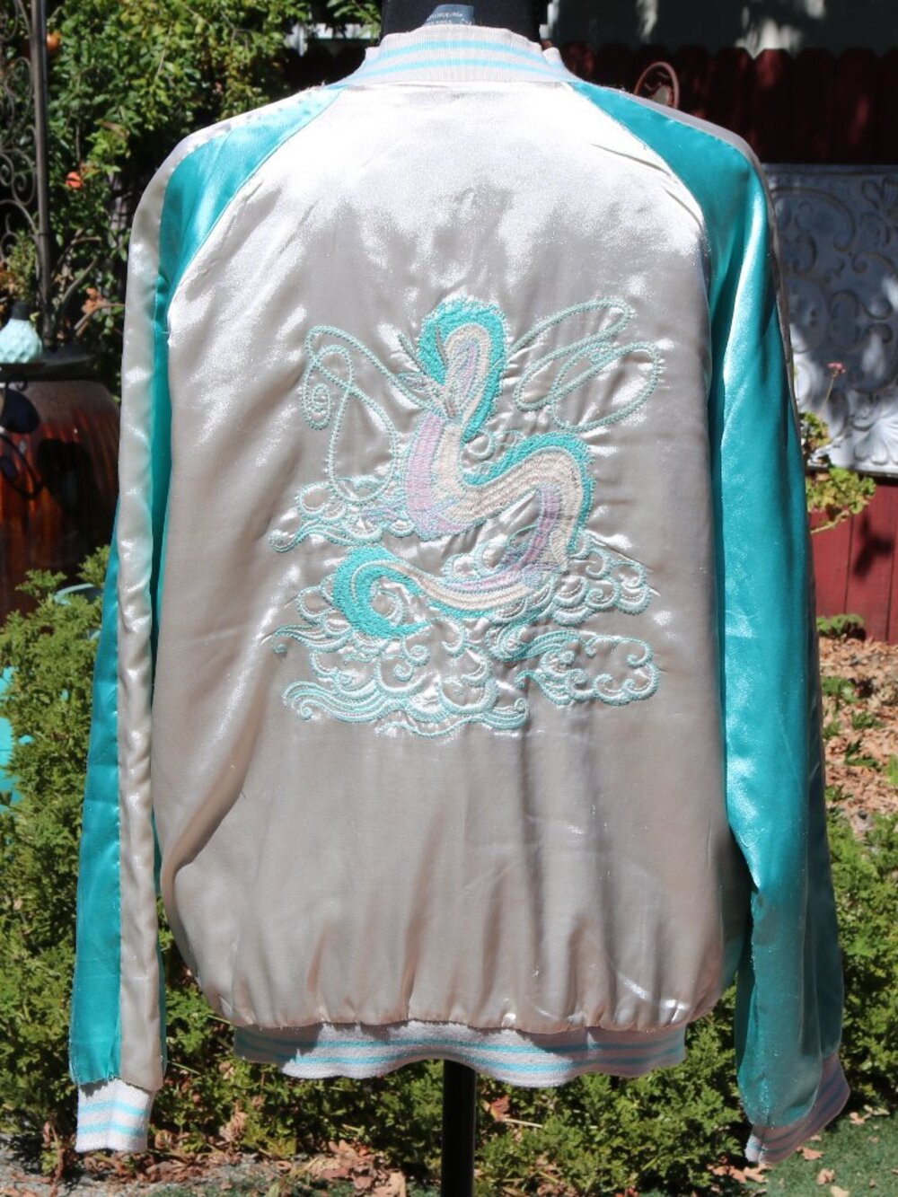 Her Universe Studio Ghibli Spirited Away Haku Satin Souvenir Bomber Jacket.